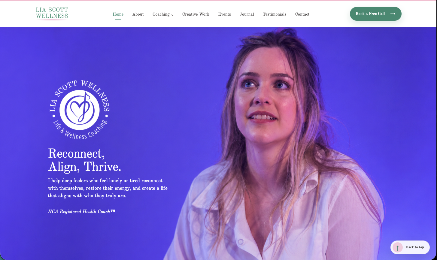 Lia Scott Wellness website design